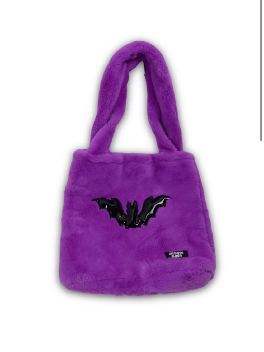 Purple Faux Fur Tote with Glossy Bat Accent
